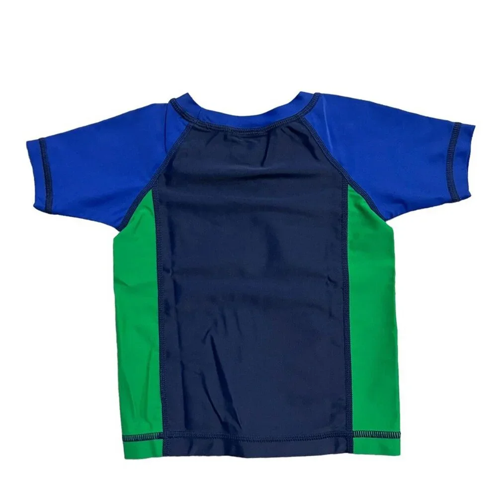 Hanna Andersson Sz 85 (2T) Green Blue Navy Colorblock Rashguard Swim Shirt